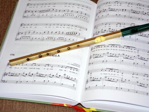 An Irish Flute with Sheet Music