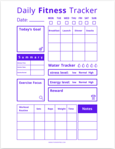 Daily Fitness Tracker Printable PDF
