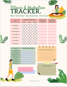 Weekly Fitness and Hydration Tracker Printable PDF