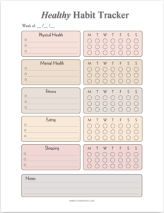 Healthy Habit Tracker Printable PDF