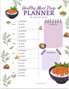 Healthy Meal Prep Planner Printable PDF