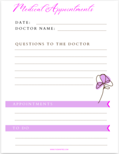 Medical Appointments Tracker Printable PDF
