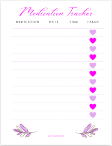Medication Tracker Printable PDF