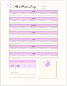My Sleep Log Printable PDF
