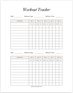 Workout Tracker Printable PDF